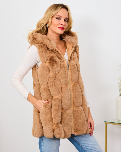 Royalfashion Damen Kunstfellweste in beige