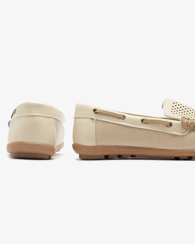 Beige durchbrochene Kindermokassins Nedda - Footwear