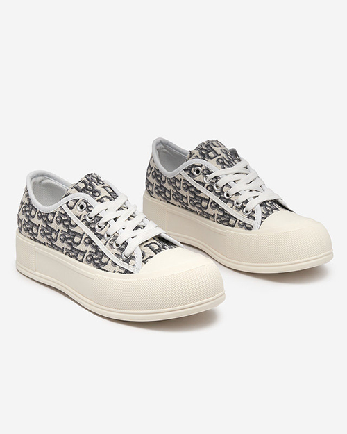 Жіночі кеди з візерунком на платформі в білому кольорі Berika - Взуття