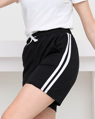 Schwarze Damen-Shorts mit Streifen - Kleidung