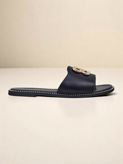 Royalfashion Damen Pantoletten mit flacher Sohle Aura Gold