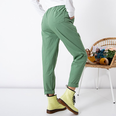 Grüne Baumwollhose für Damen PLUS GRÖSSE - Kleidung