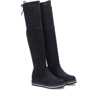 Czarne kozaki na platformie Emily - Obuwie