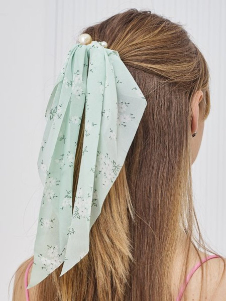 Royalfashion Haargummi mit Schleife, verziert mit kleinen Blumen und Perlen Perlissa