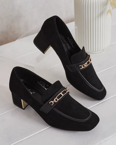 Royalfashion Elegante Damen Mokassins auf einem niedrigen Pfosten Oflem