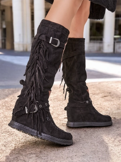 Royalfashion Damen Keil Stiefeletten Geroses