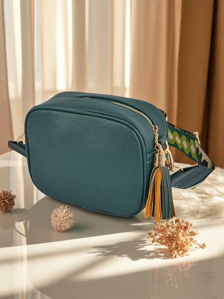 Royalfashion Kleine Damenhandtasche aus Öko-Leder mit buntem Riemen Kovi Lace