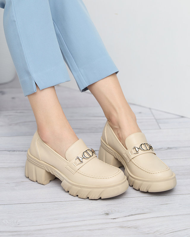 Beige Damenschuhe auf massiver Terima-Sohle - Schuhe