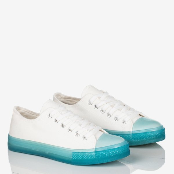 Weiße Damenschuhe mit blauer Sohle Turnschuh - Schuhe