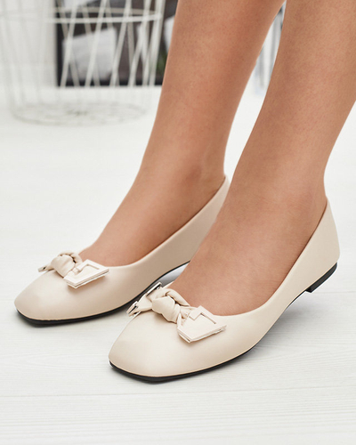 Beige Damen-Ballerinas mit Verzierung auf der Nase Caxien- Footwear