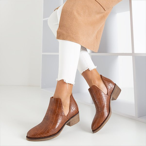 Коричневі туфлі із зміїної шкіри з вирізами Піксена - Взуття