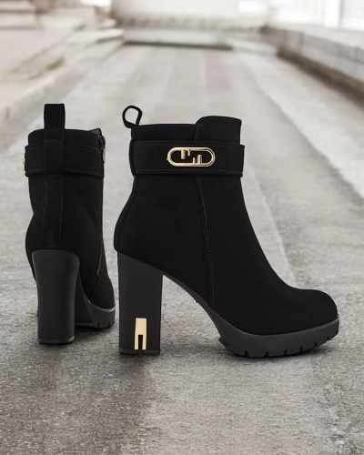 Royalfashion Damen Stiefeletten mit Keilabsatz Effe