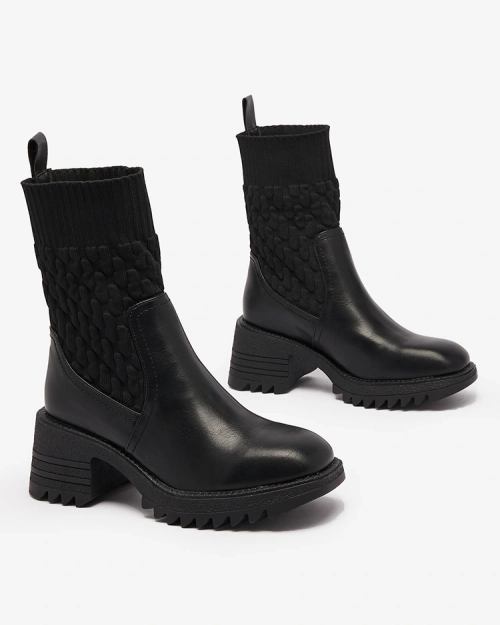 Royalfashion Чорні жіночі черевики Acigog на плоскому каблуці