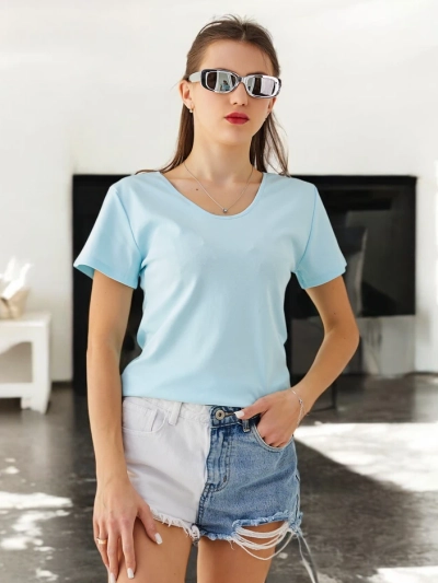 Royalfashion Damen Baumwoll-T-Shirt mit Spitze auf dem Rücken