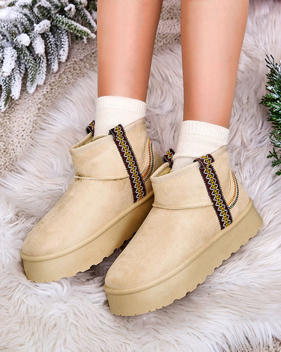 Royalfashion Damen Kurzstiefel a'la Schneestiefel mit Ornament Erititta
