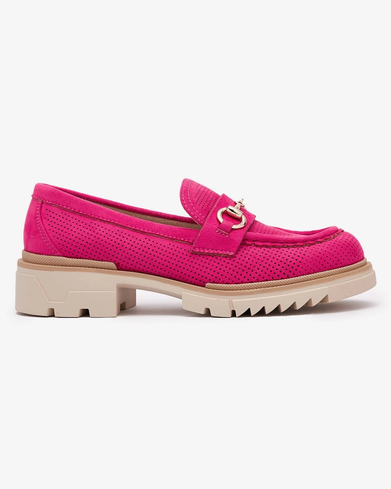Fuchsia durchbrochene Damenmokassins mit Kette Imerila - Footwear