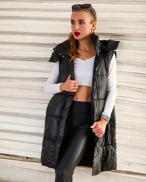 Royalfashion Довгий жіночий жилет з прострочкою