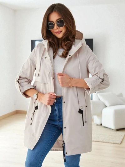 Royalfashion Damen lange Windbreaker-Jacke