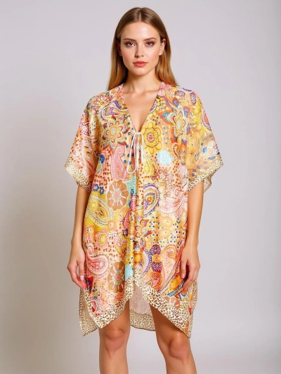 Pareo Afrodyta Royalfashion – farbenfrohes Strandkleid mit V-Ausschnitt