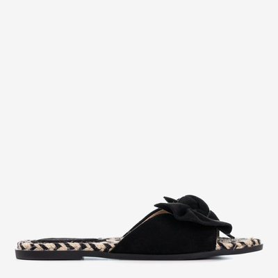 Schwarze Damenpantoffeln mit Schleife Revda - Footwear