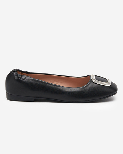 Schwarze Damen-Loafer mit Cubic Zirkonia Gievori - Schuhe