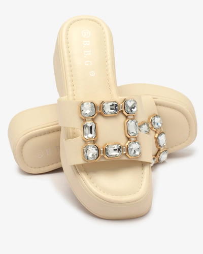 Royalfashion Beige Damen-Flip-Flops auf einer festen Sohle Norixi