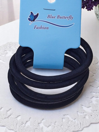 Royalfashion Set mit 5 schwarzen Haargummis Nero