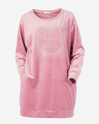 Rosa lange Damentunika mit Zirkonia - Kleidung