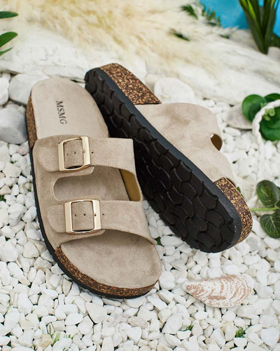 Royalfashion Damen Flip-Flops mit Schnallen Foumy