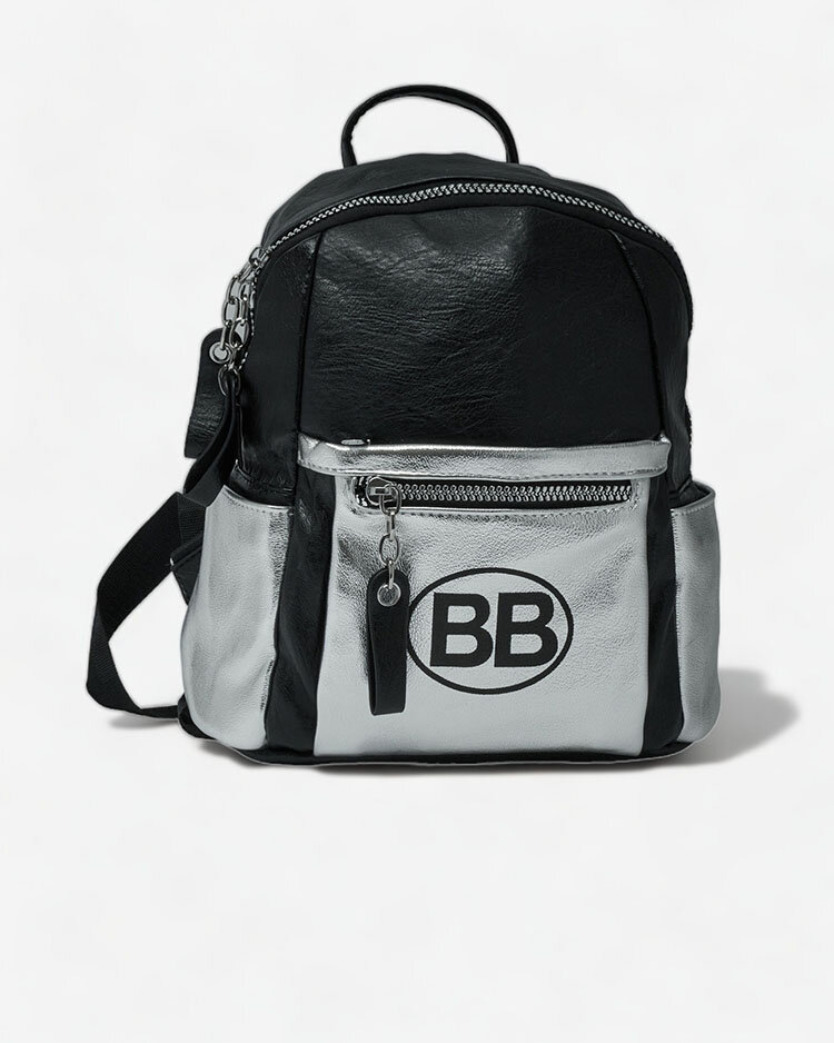 Royalfashion Schwarzer kleiner Damen-Öko-Leder-Rucksack mit