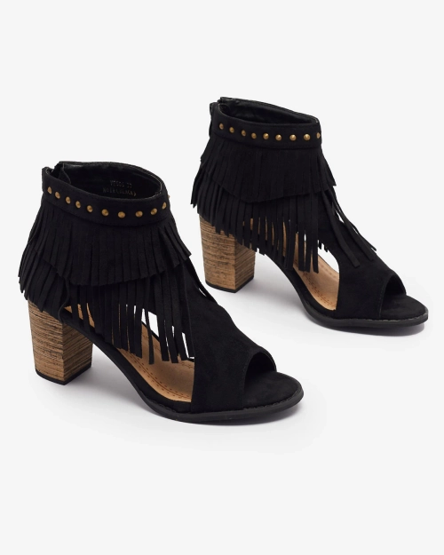 Жіночі босоніжки з китицями чорного кольору Dovsi-Footwear