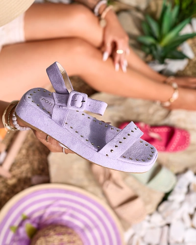 Lila Damen-Sandalen mit Strass Franssia - Schuhe