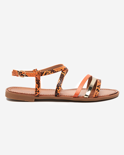 Orangefarbene Damensandalen a'la Schlangenhaut Elione - Footwear