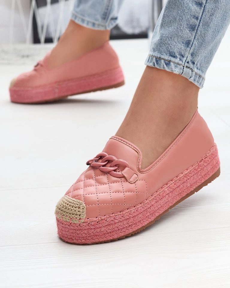 Damen verschönerte Plateau-Espadrilles in rosa Keliga - Schuhe