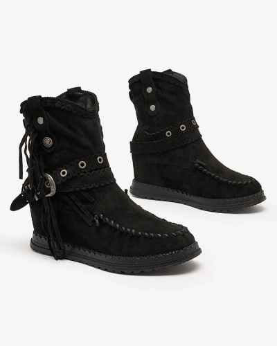 Royalfashion Schwarze Damenstiefel mit verstecktem Anker Dibisa