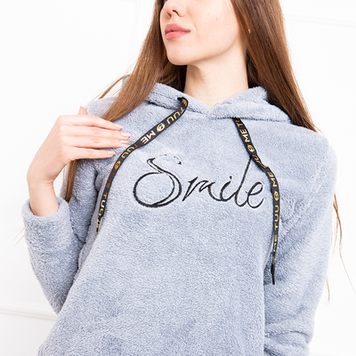 Сіре жіноче худі з написом Smile