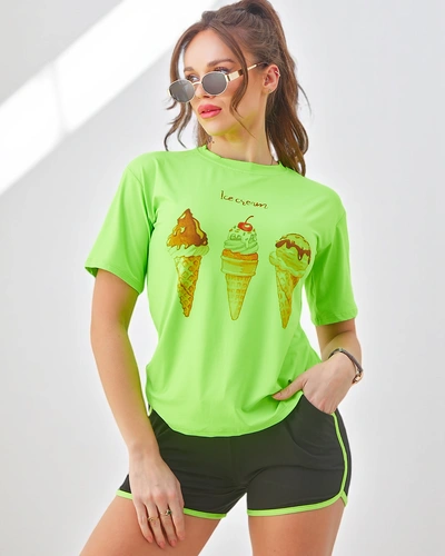 Royalfashion Damen Sportset mit T-Shirt und Shorts Ice Cream