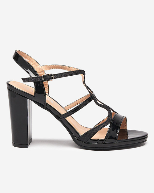 Босоніжки жіночі чорні лаковані на стойці Ovid-Footwear