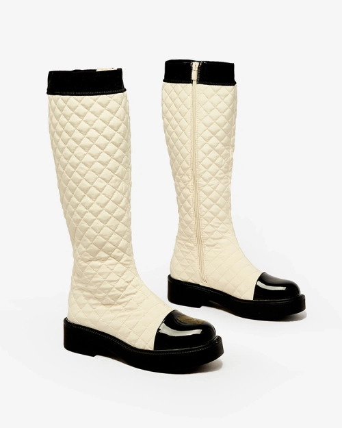 Royalfashion Бежеві стьобані жіночі чоботи Ataeb