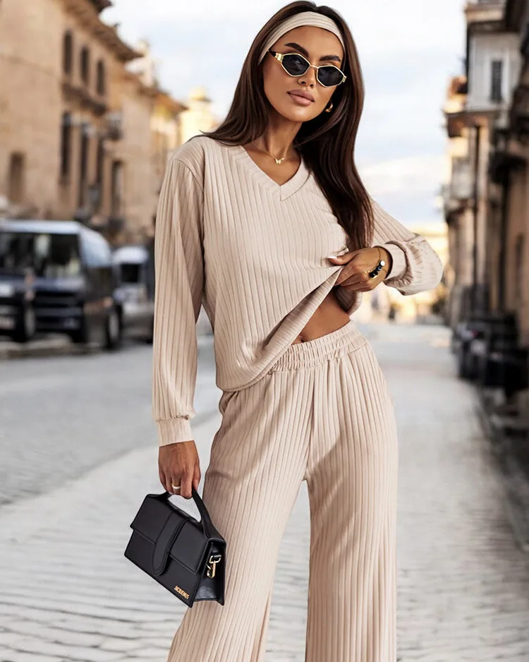 Royalfashion Damen-Set aus gerippter Baumwolle