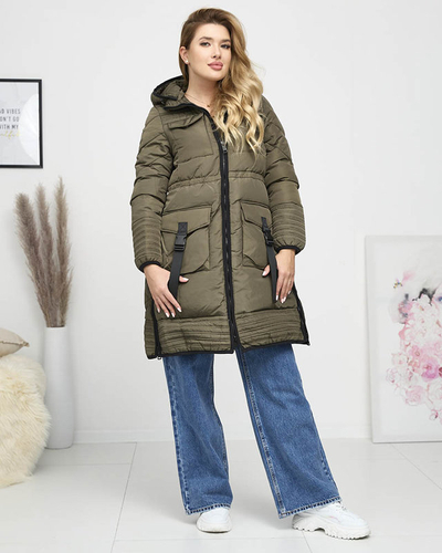 Grüne gesteppte Damen-Winterjacke- Bekleidung