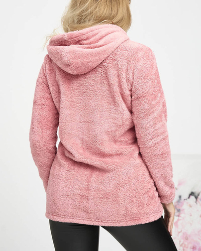 Pinker Plüsch-Hoodie für Damen - Kleidung