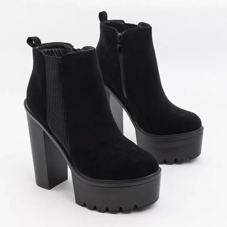 Schwarze Damen-Stiefeletten mit höherem Pfosten Sulina - Schuhe