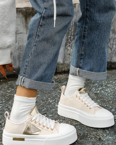 Royalfashion Damen Plattform-Sneaker Gold Welt