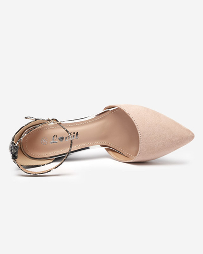 OUTLET Beige Damensandalen an einem Krisco-Pfosten - Schuhe