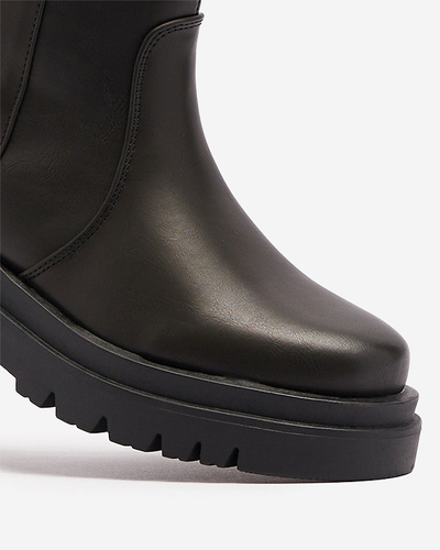 Schwarzer kniehoher Damenstiefel aus Ökoleder Roterika - Schuhe