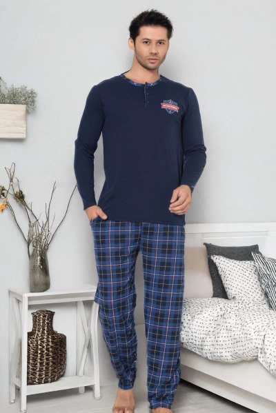 Royalfashion Baumwolle karierte Herrenpyjamas