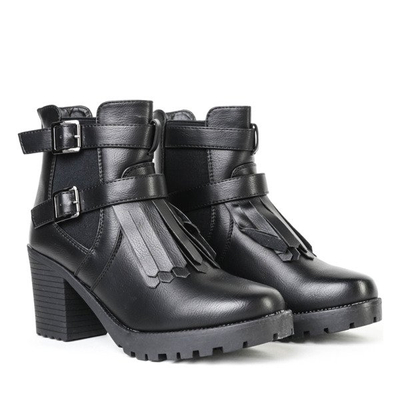 Schwarze Stiefeletten mit Shiori-Fransen - Schuhe