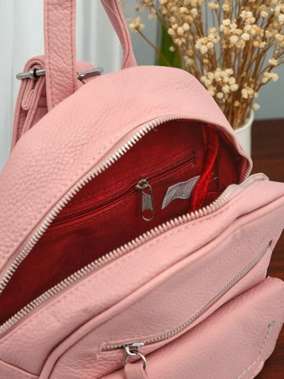 Damenrucksack Ariadne Rosa Królewska Moda aus Öko-Leder 25x25 cm