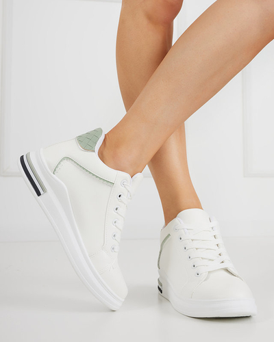 OUTLET Weiße und grüne Damen-Sneaker mit verstecktem Uksy-Keil - Schuhe